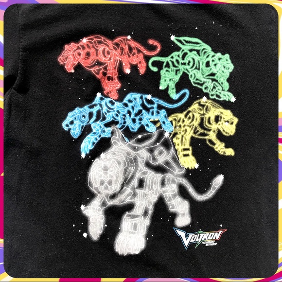 HOT TOPIC Mens Black Voltron Legendary Defender Constellations Lions Tee Size M - Picture 3 of 8